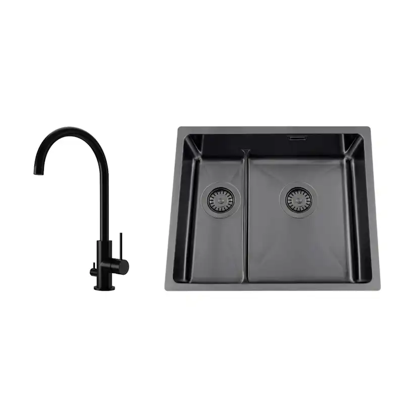 Diskho Nordic Tech Titan 53 KHX Nickel med Köksblandare Steel Equip D