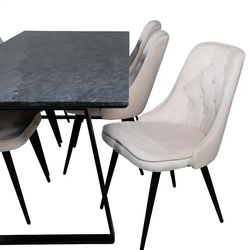 Estelle Dining Table 200*90*H76 - Black / Black, Velvet Delu Beige