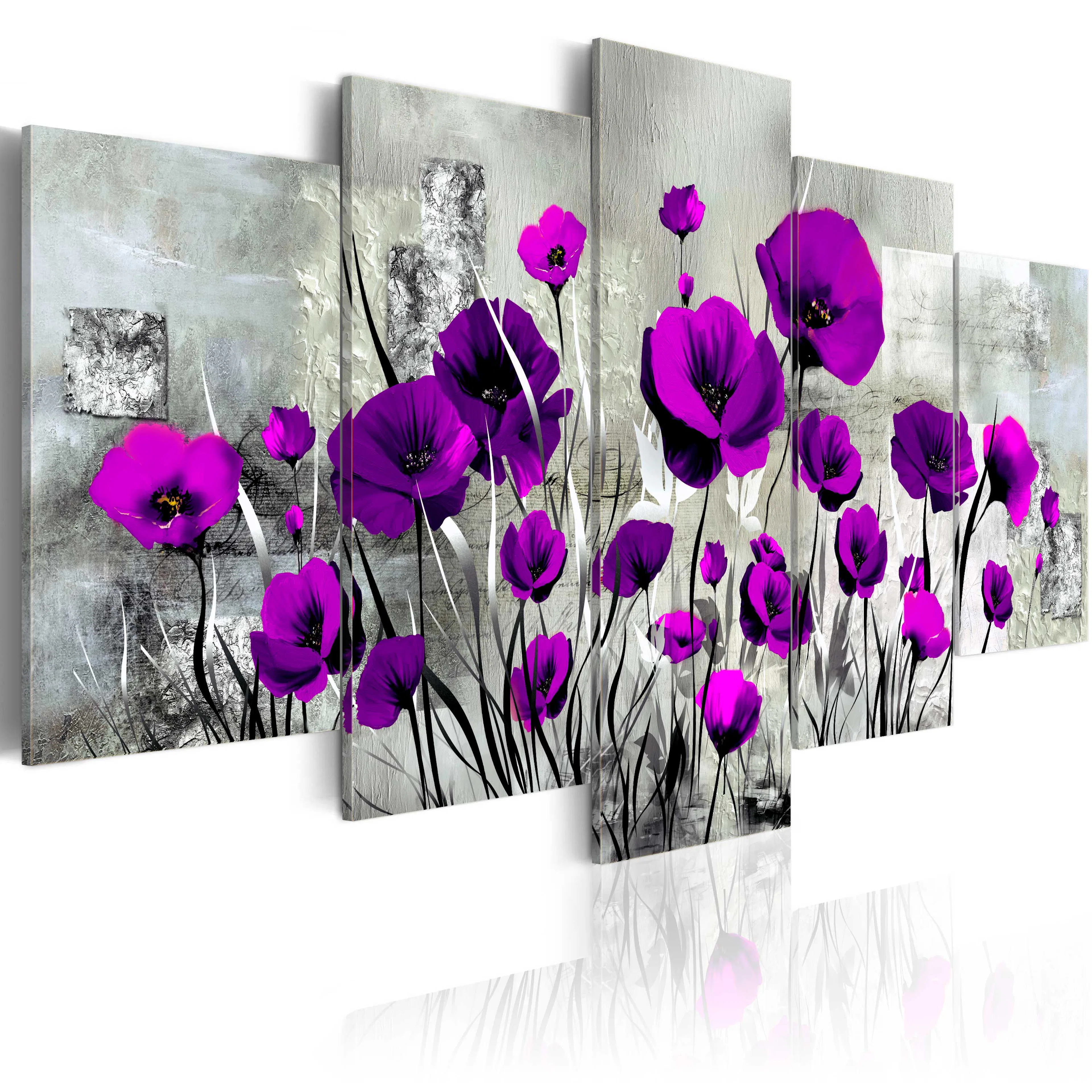 Foto på akryl - Meadow: Purple Poppies [Glass] 100x50 Mått: 100x50 cm