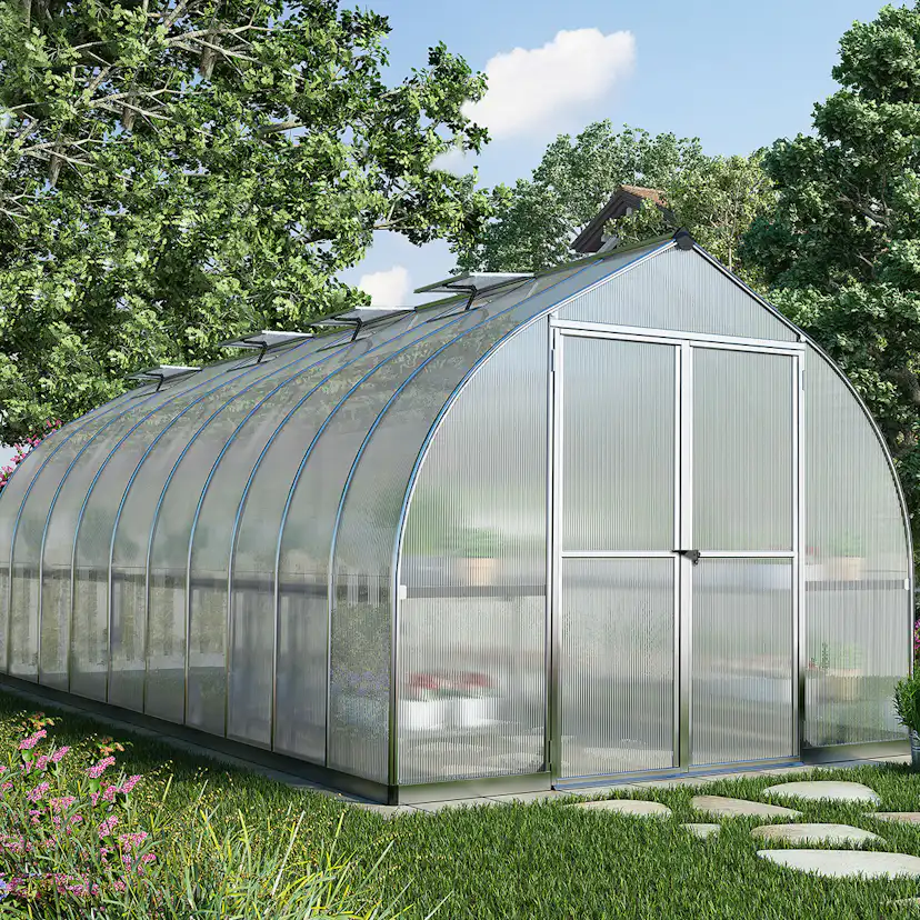 Växthus Canopia by Palram Bella Aluminiumram med UV-Skyddad Polykarbonat & Ventilationsfönster, 14,7 m²