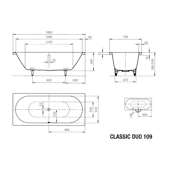 Inbyggnadsbadkar Kaldewei Classic Duo