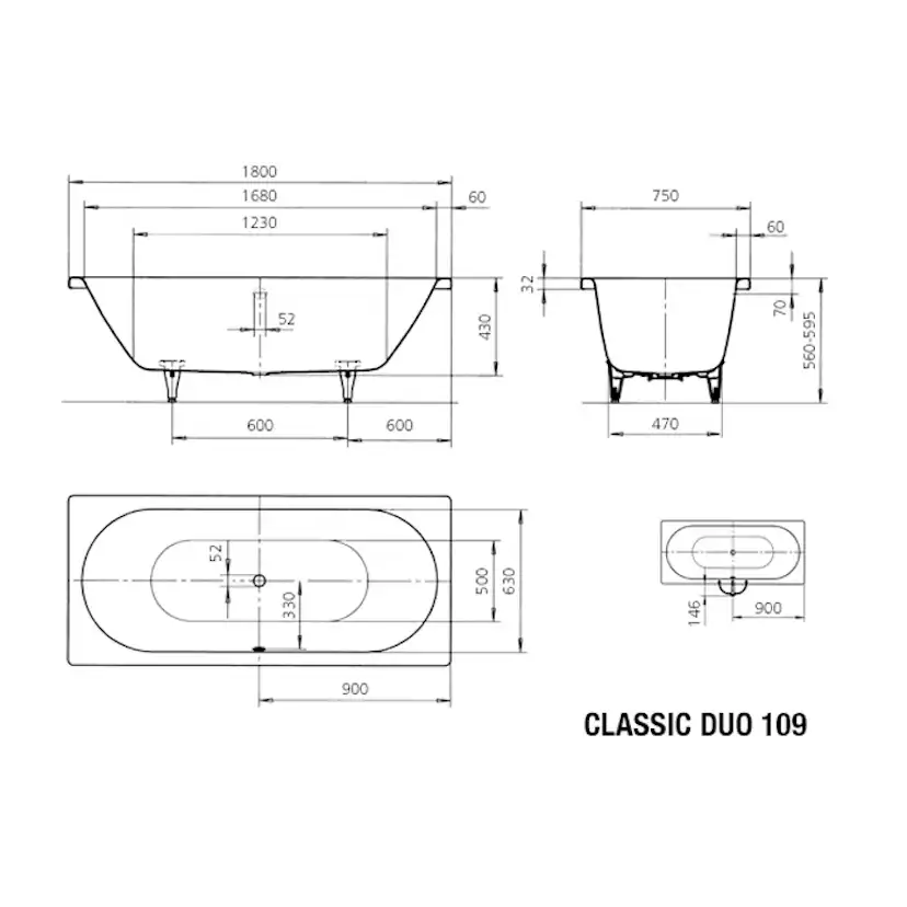 Inbyggnadsbadkar Kaldewei Classic Duo
