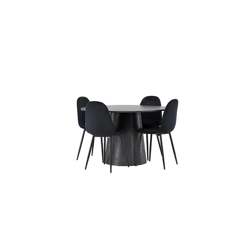 Matgrupp Venture Home Lanzo Ø120 cm med 4 st Polar stolar Svart