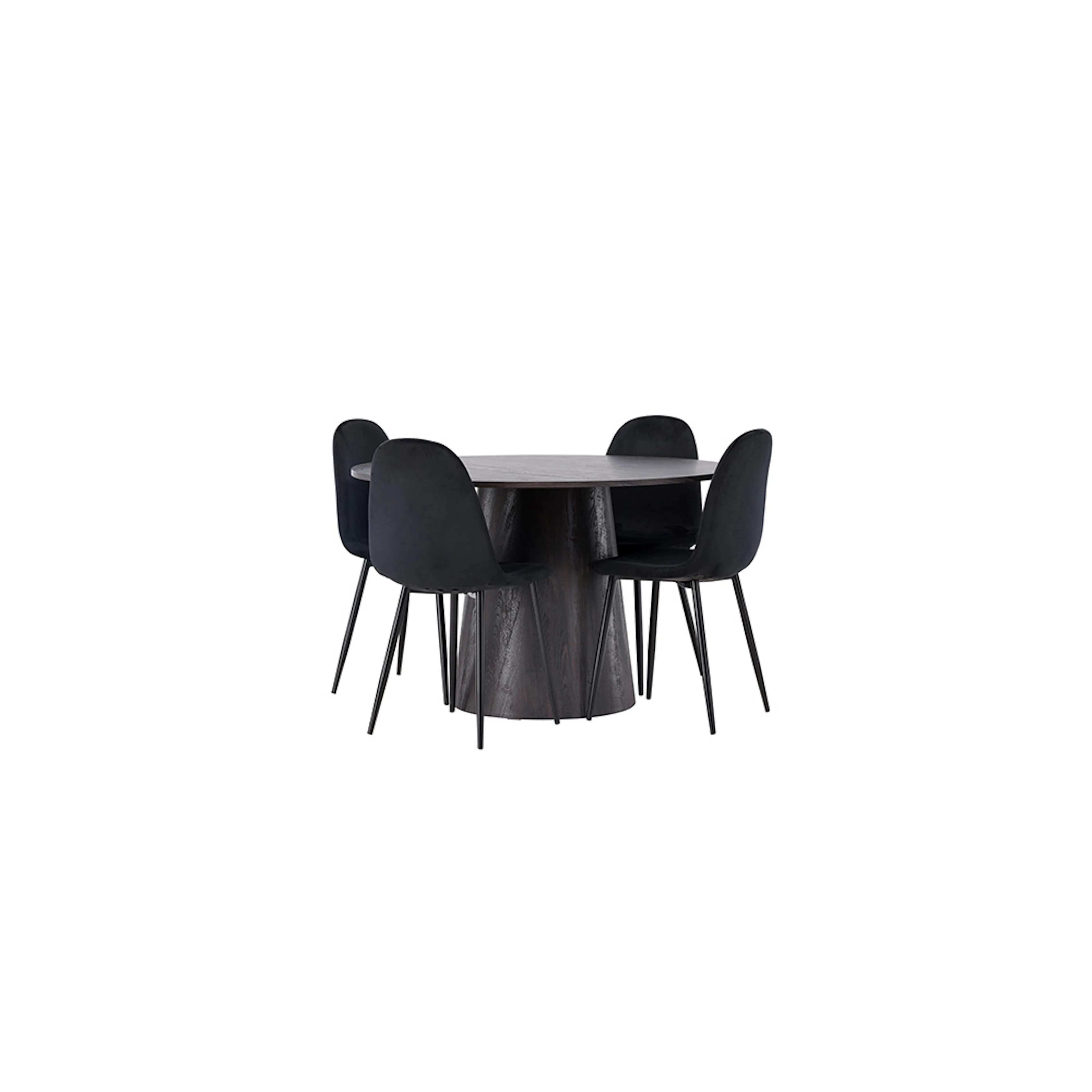Matgrupp Venture Home Lanzo Ø120 cm med 4 st Polar stolar Svart