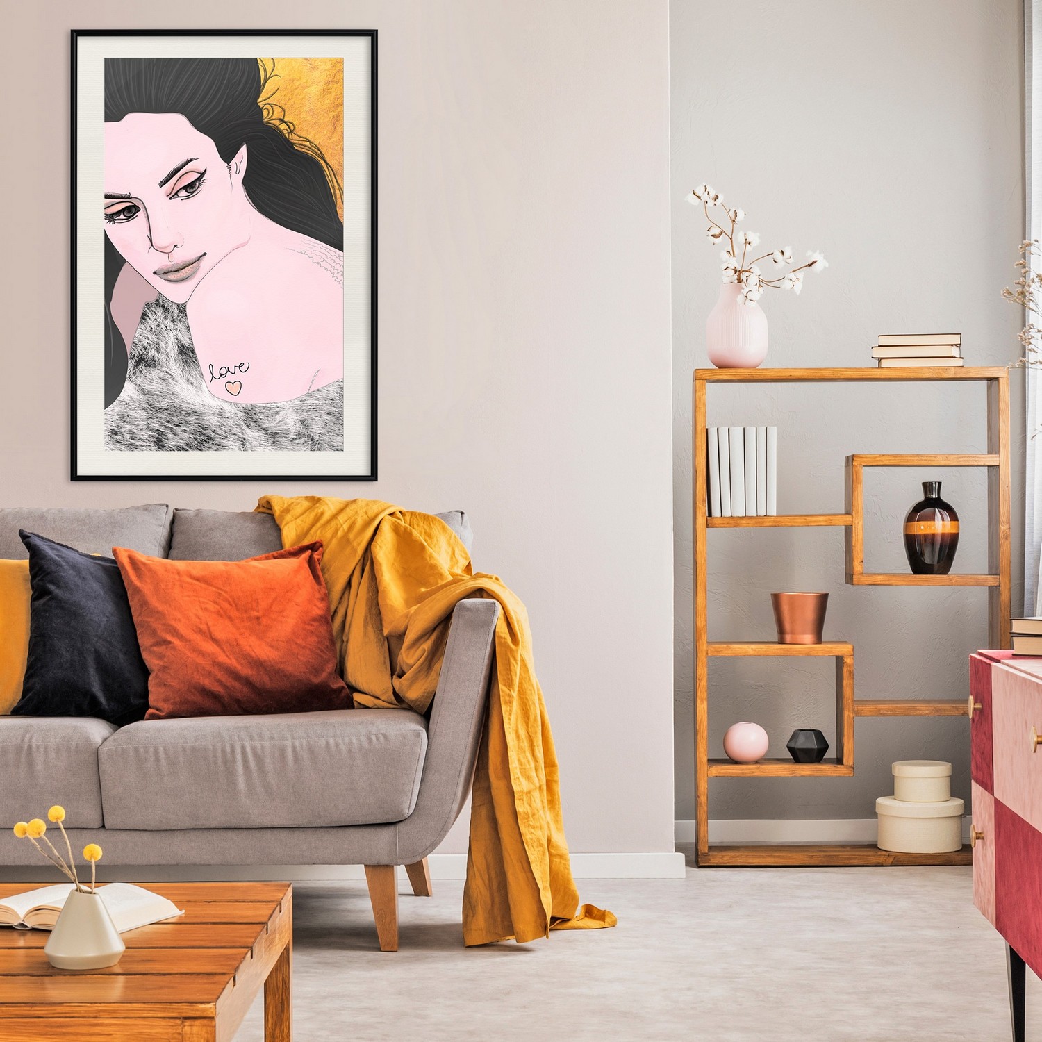 Affisch - Sensual and Love [Poster] 30x45 Svart ram med passepartout, 30x45 cm