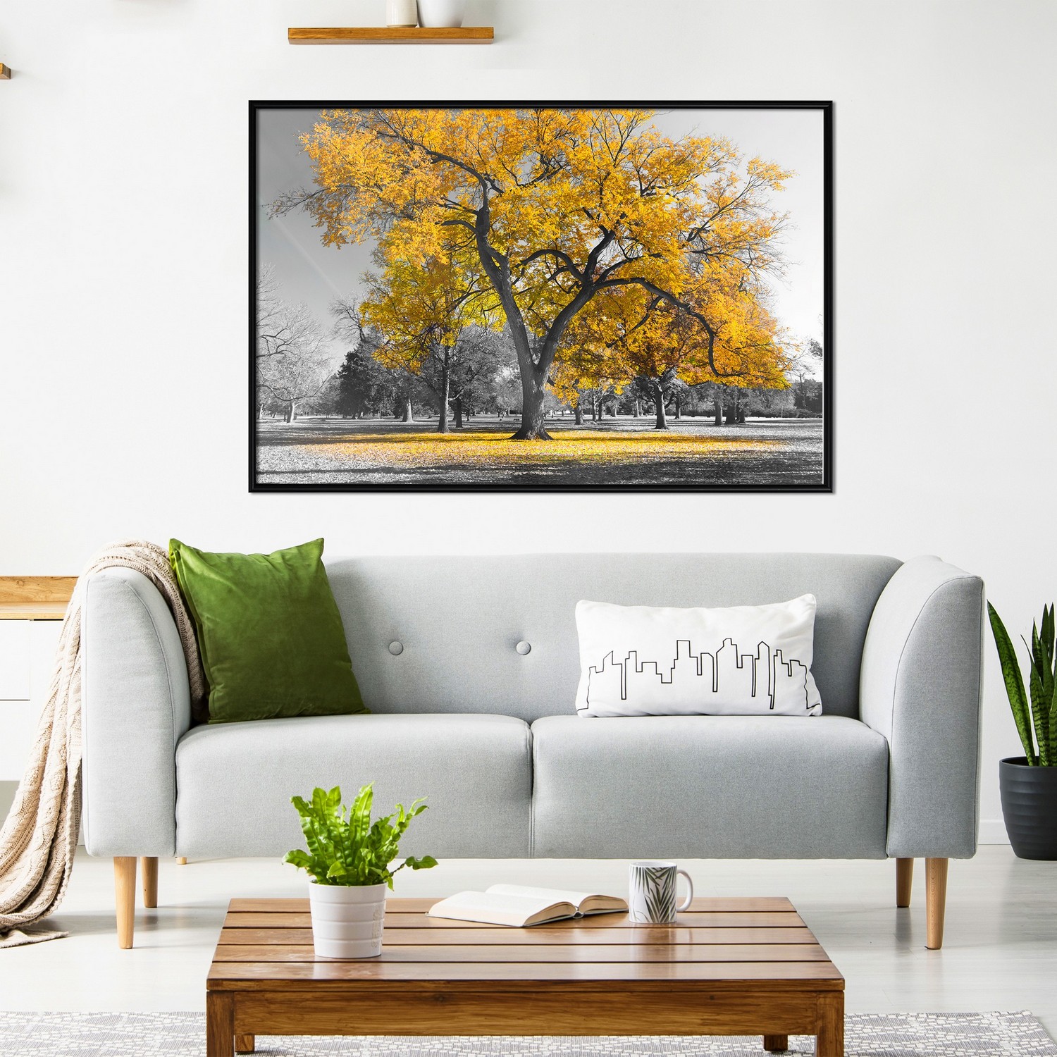 Poster Artgeist Affisch Autumn in the Park Gold