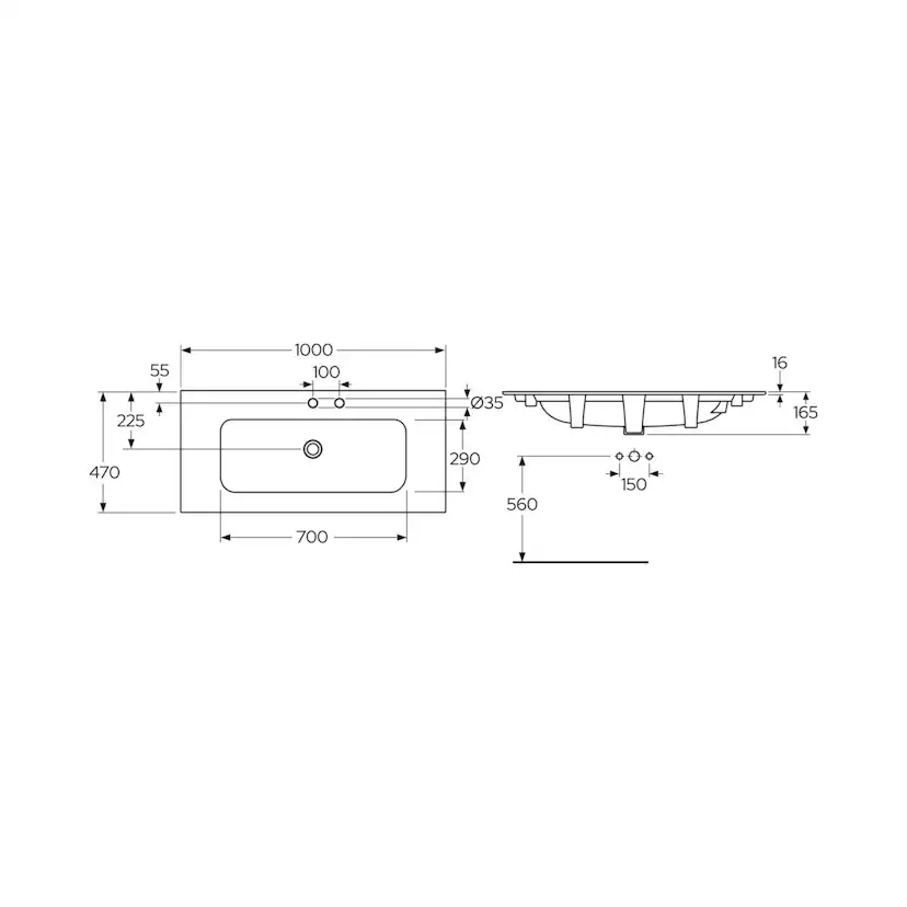 Tvättställ Gustavsberg Artic Slim 120 cm