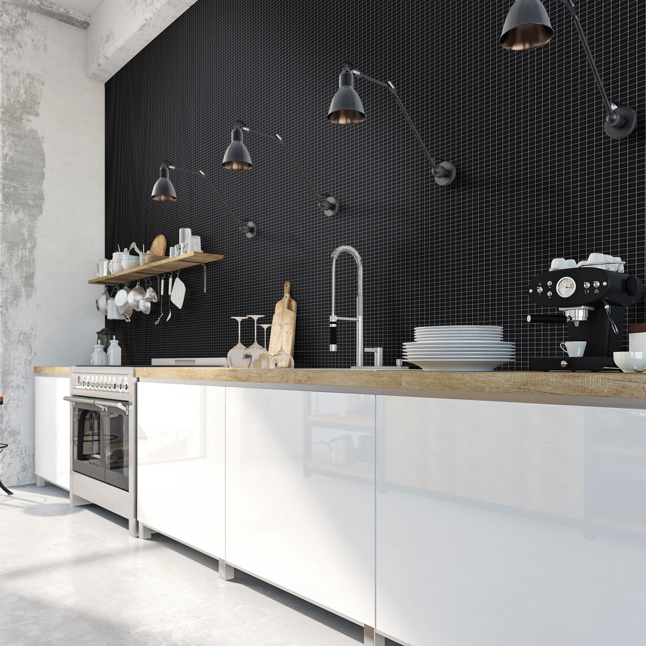 Kristallmosaik Arredo Blank Svart 30x30 cm