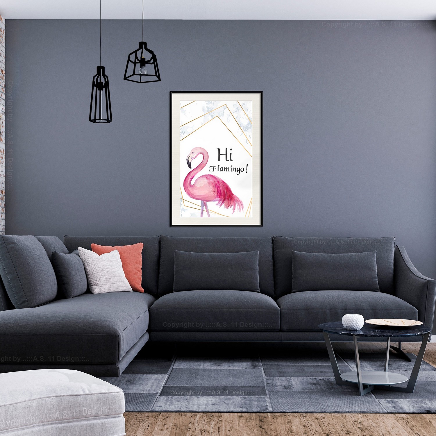 Poster Artgeist Affisch Hi Flamingo!