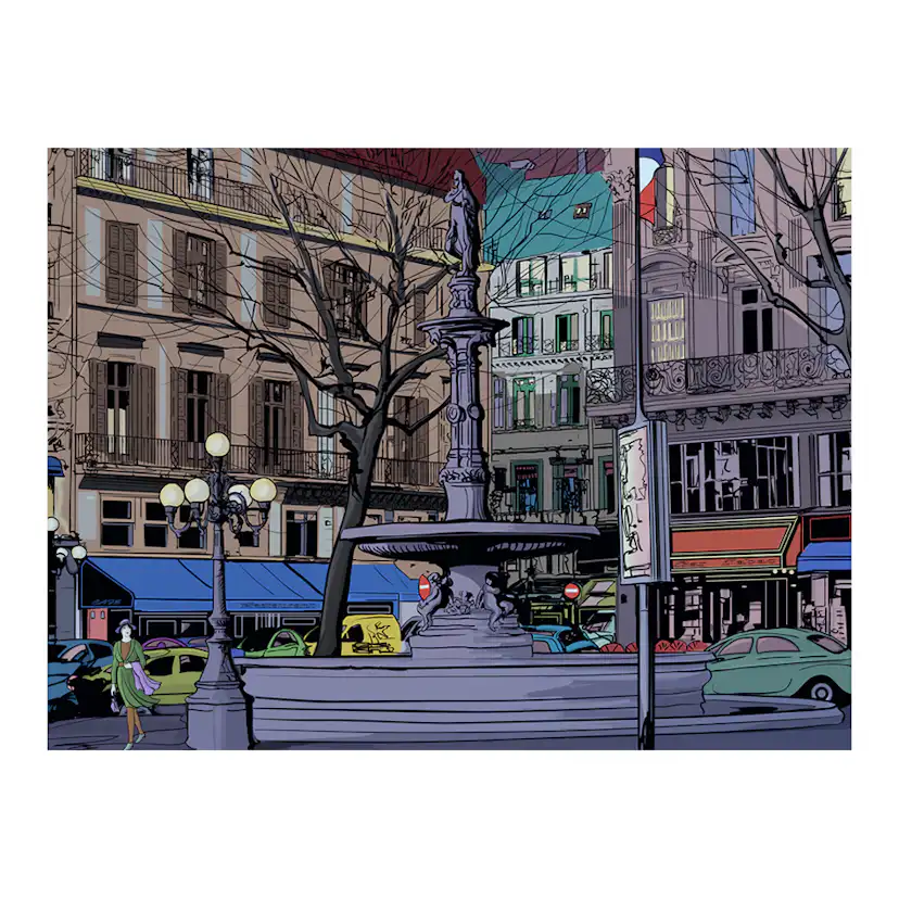 Skymning över den parisiska torget 250x193 Storlek: 250x193 cm