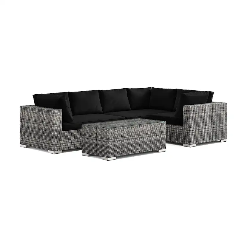 Loungegrupp Comfort Garden Bahamas utomhus hörnsoffa schäslong 5-sits vändbar med bord