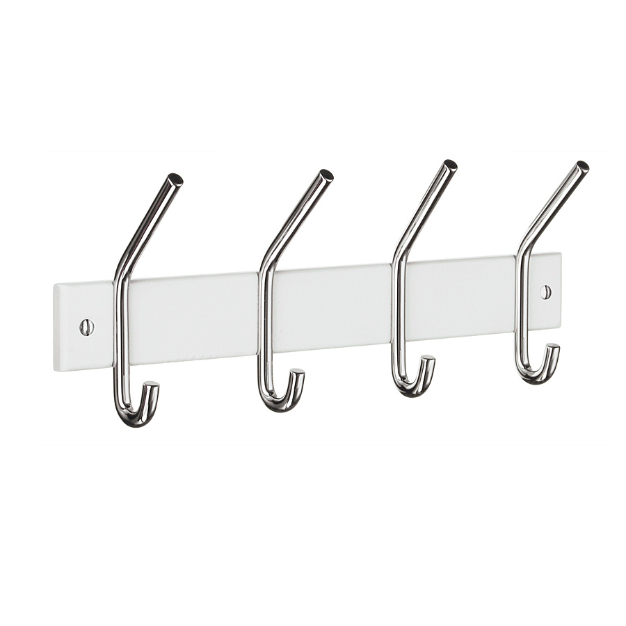 Hattkrok, 4st Krom/vit 300x40 mm Krokhöjd 120 mm Krom/Vit