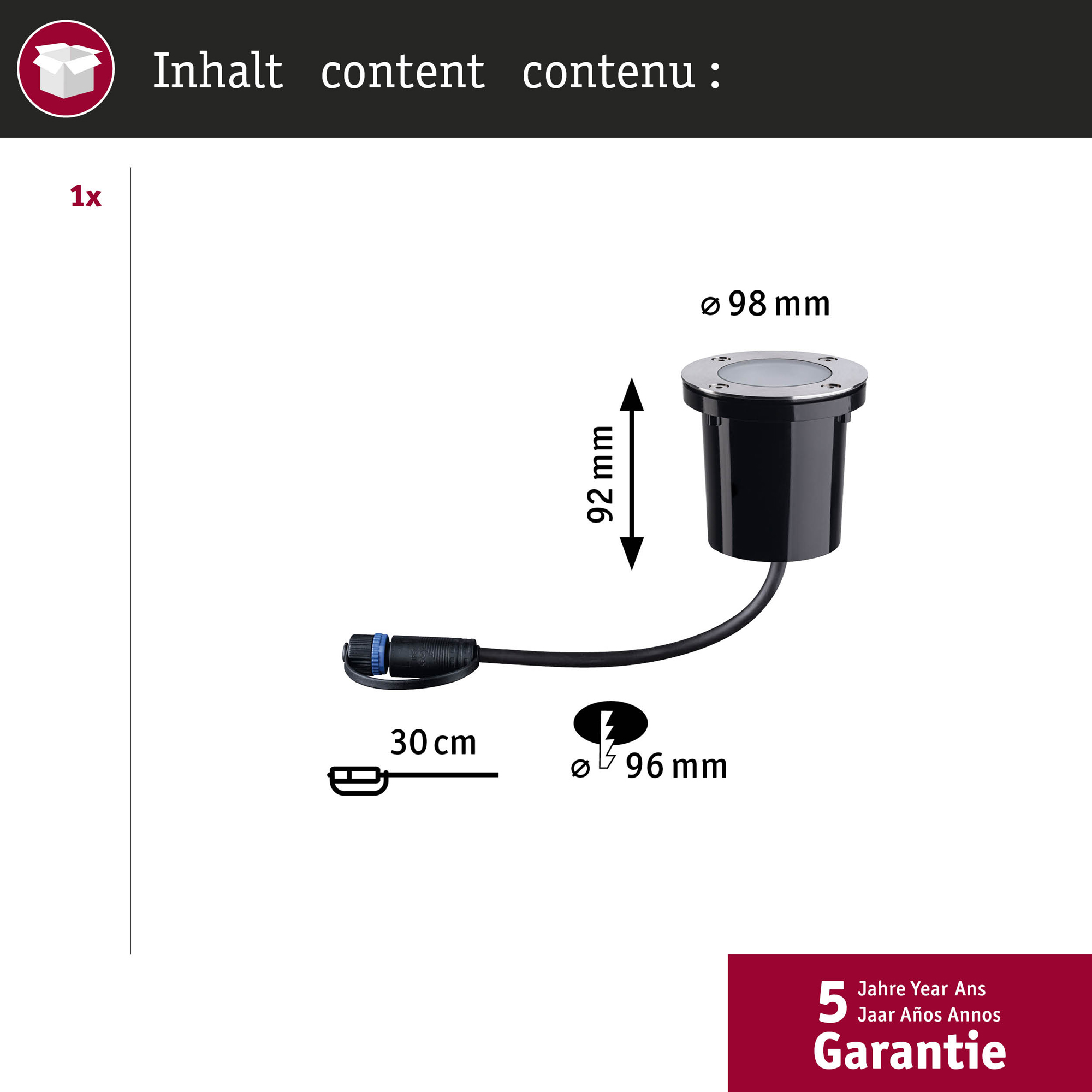 LED Infälld Markbelysning Paulmann Plug & Shine Floor Profil Spot Insektsvänlig IP67 4,5W