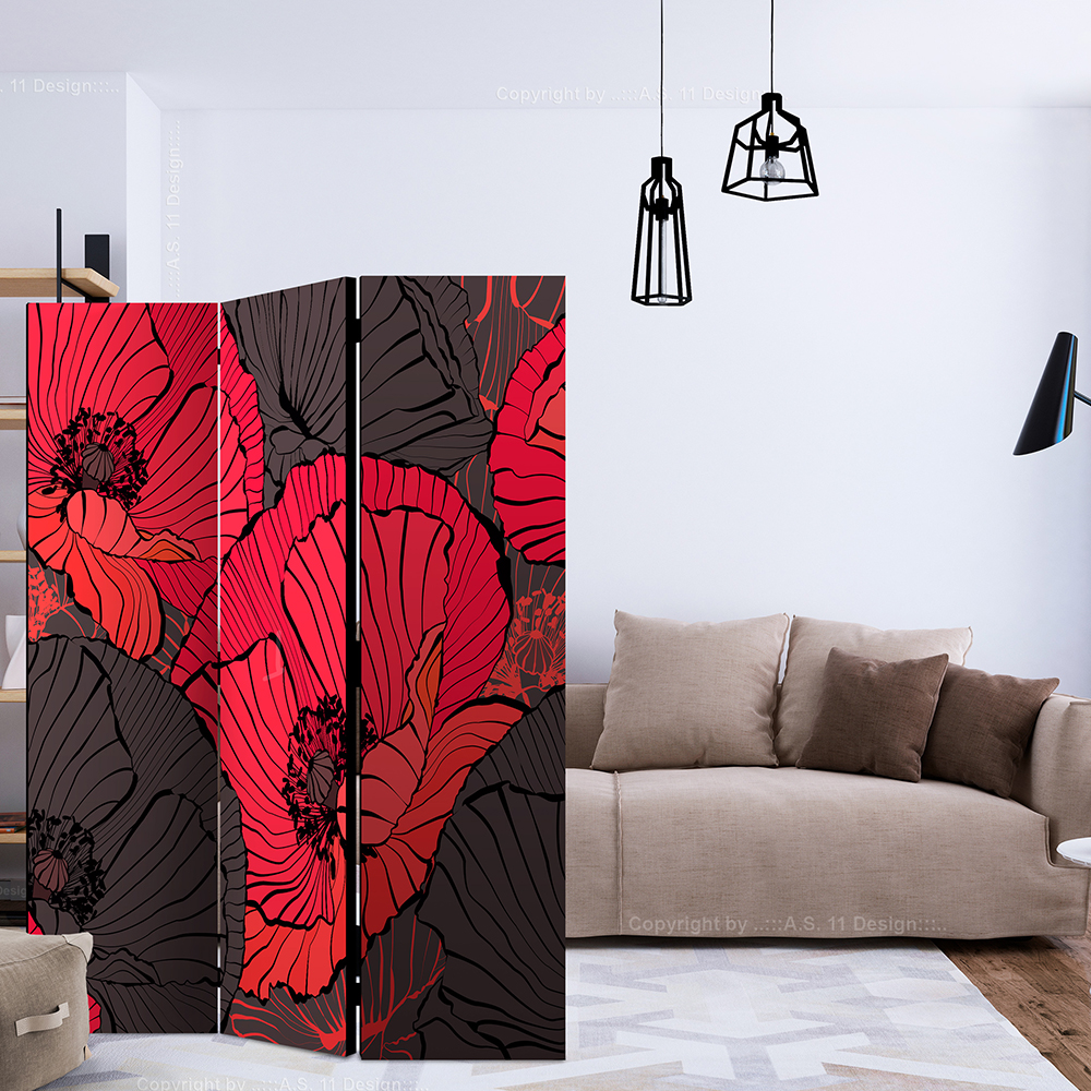 Rumsavdelare Skärmvägg Arkiio Pleated Poppies 135x172 cm