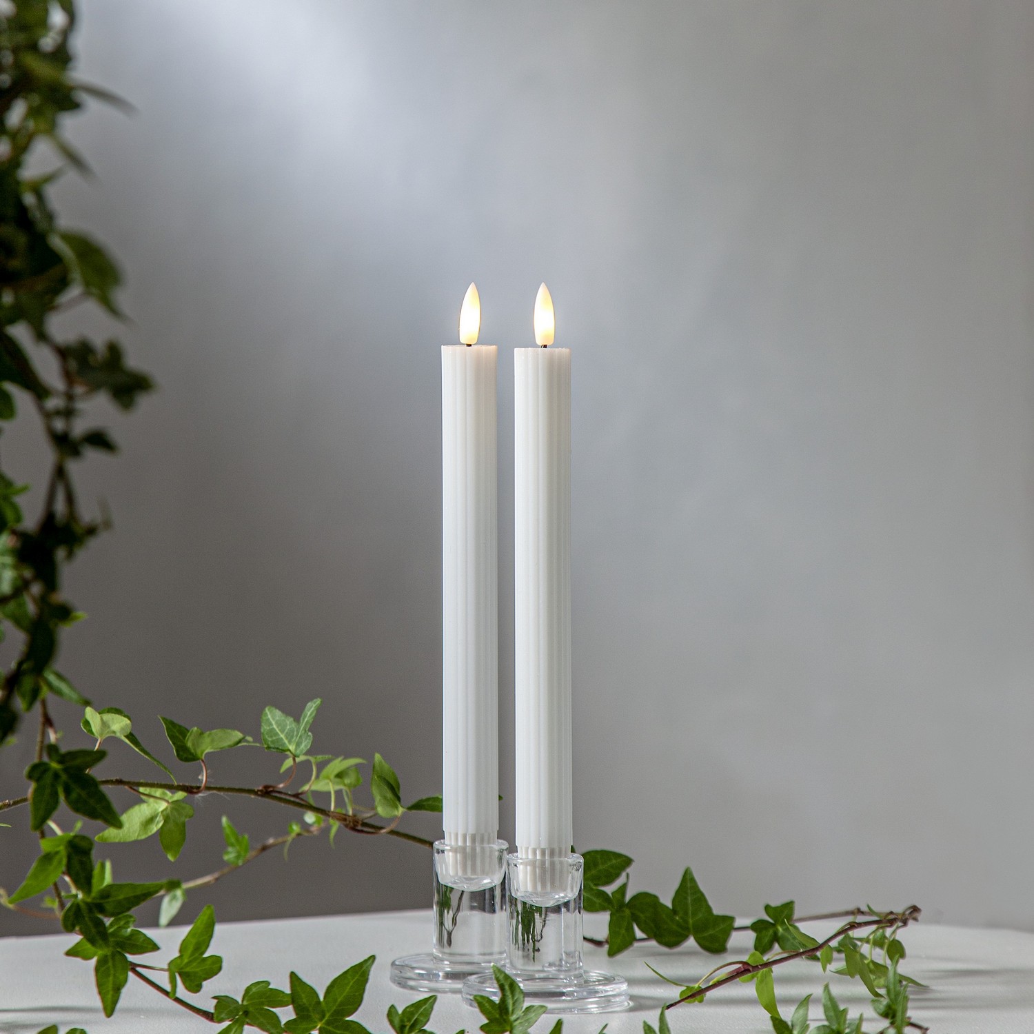 LEDAntikljus2p Flamme Stripe Vit
