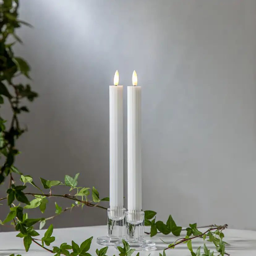 LEDAntikljus2p Flamme Stripe Vit