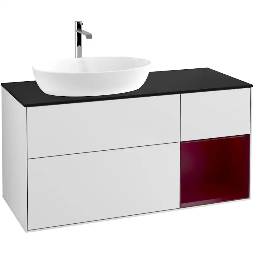 Tvättställsskåp Villeroy & Boch Finion med 3 Lådor Hylla och Bänkskiva för Ocentrerat Tvättställ från Artis & Collaro