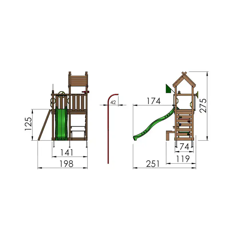 Jungle Gym Teepee lektorn komplett inkl. gul rutschkana Gul