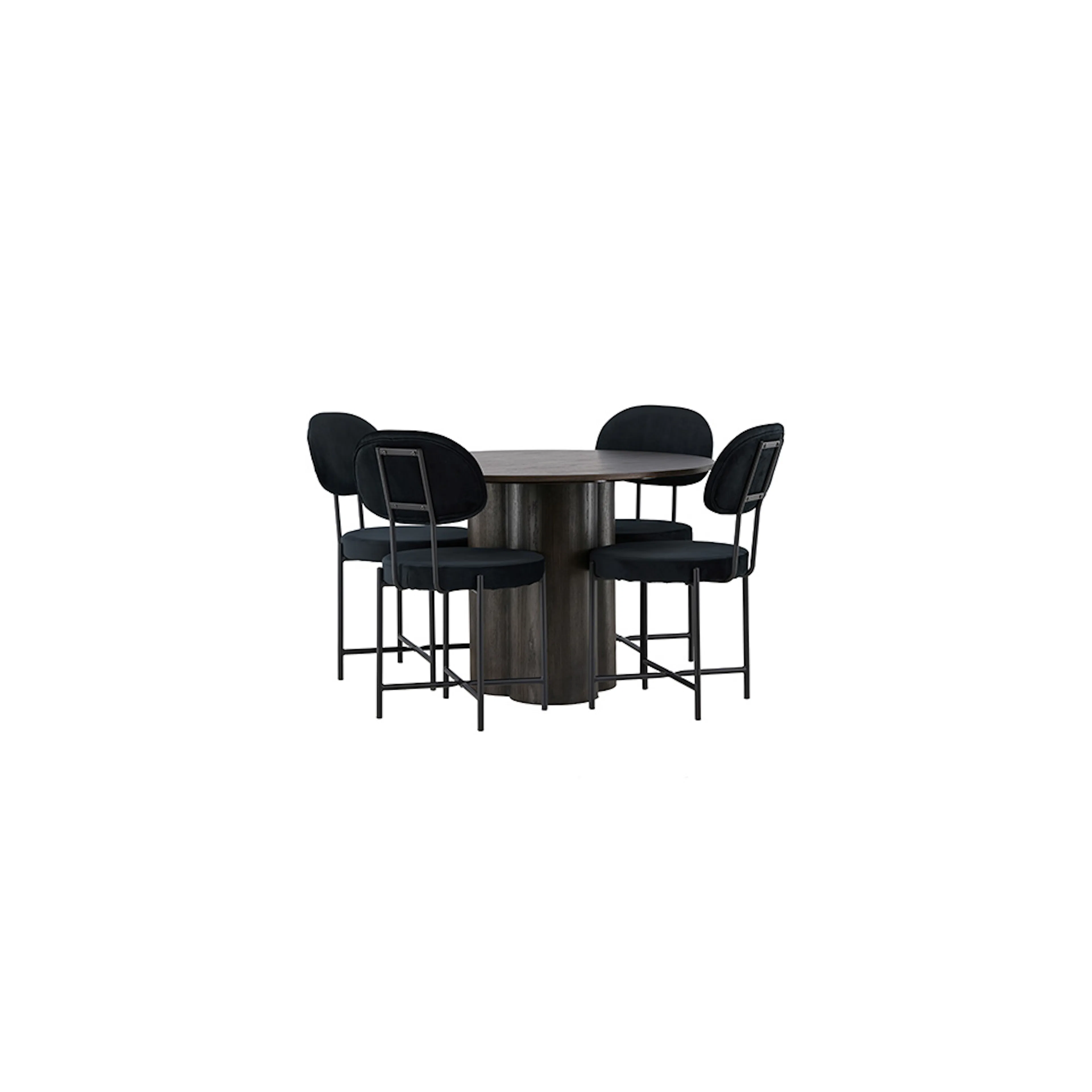 Matgrupp Venture Home Olivia Ø110 cm med 4 st Stella stolar Mocca