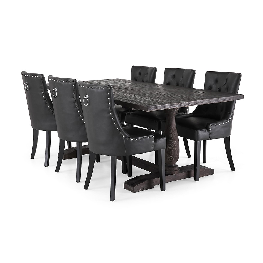 Matgrupp Manor House Dijon Rektangulärt Matbord & 6 Tuva Stolar Gran/Alm