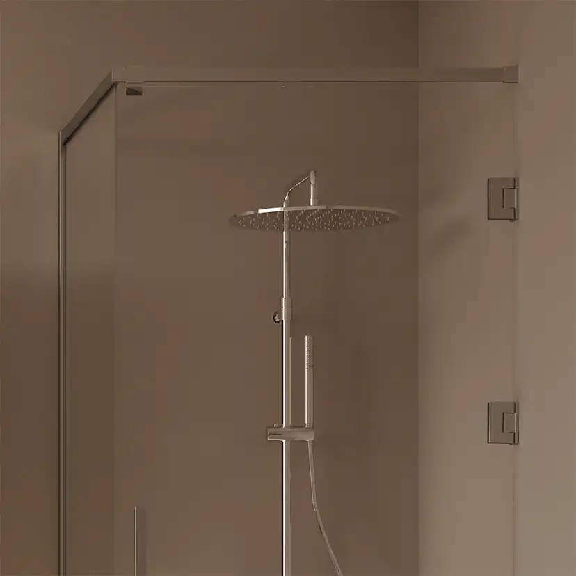 Langfoss Duschhörna Rak/Fast 80x82x230 Alu matt/Kristall Hyll BxDxH: 800 x 820 x 2300 mm, Profil: Matt Aluminium, Kristallglas