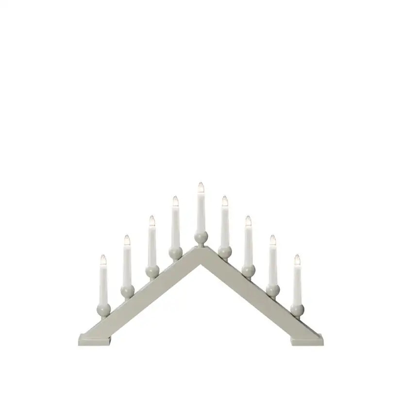 Elljusstake 9 ljus trä beige Matt Beige