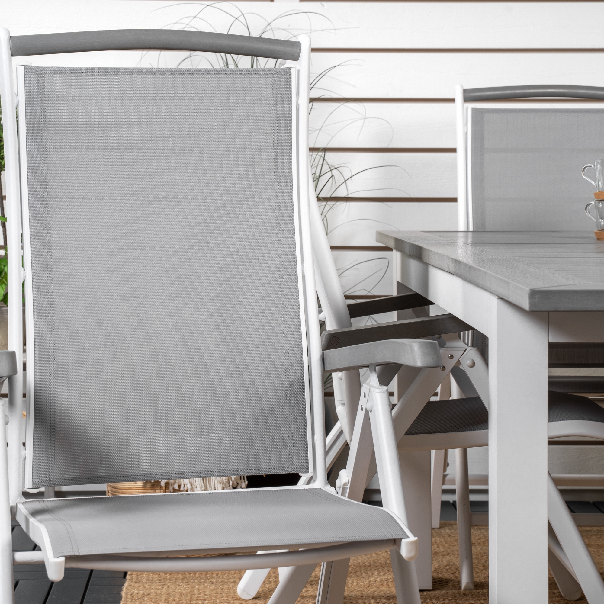 Albany Dining Table 152/210*90 - White Alu / Grey Aintwood+A Grå