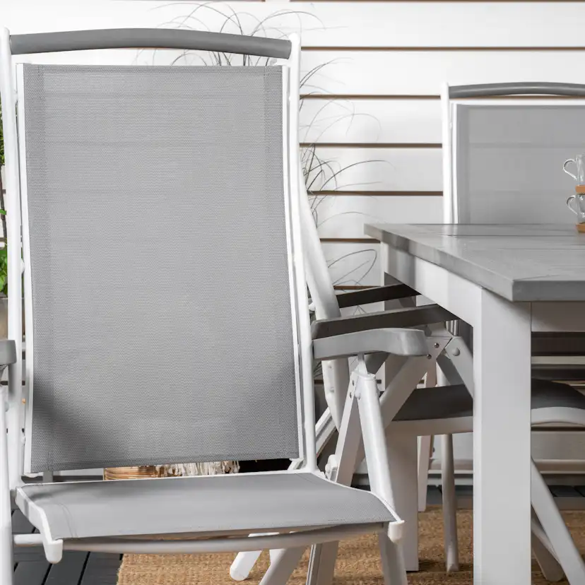 Albany Dining Table 152/210*90 - White Alu / Grey Aintwood+A Grå