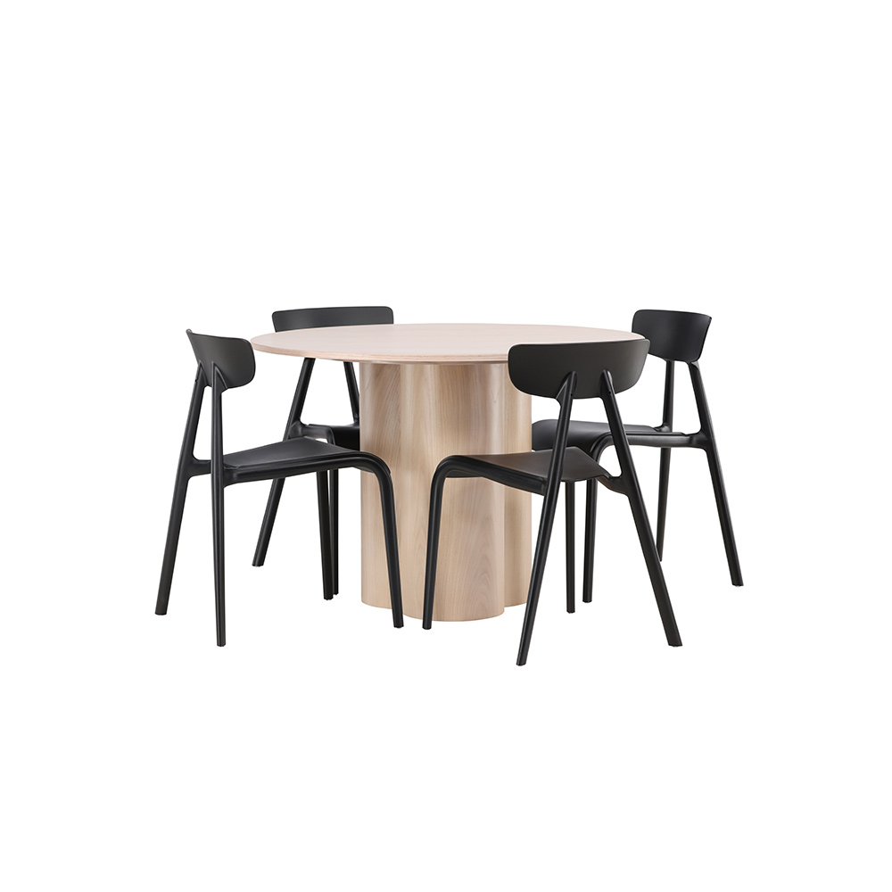 Matgrupp Venture Home Olivia Ø 110 cm med 4 Ursholmen Stolar