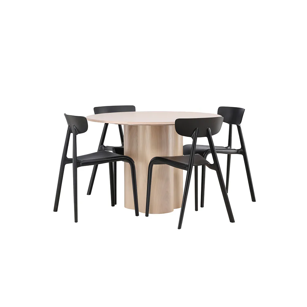 Matgrupp Venture Home Olivia Ø 110 cm med 4 Ursholmen Stolar