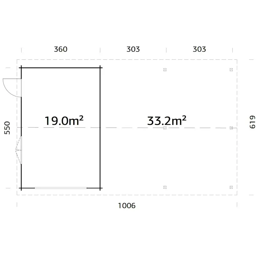 Garage Palmako Roger med Carport 53,1 m2
