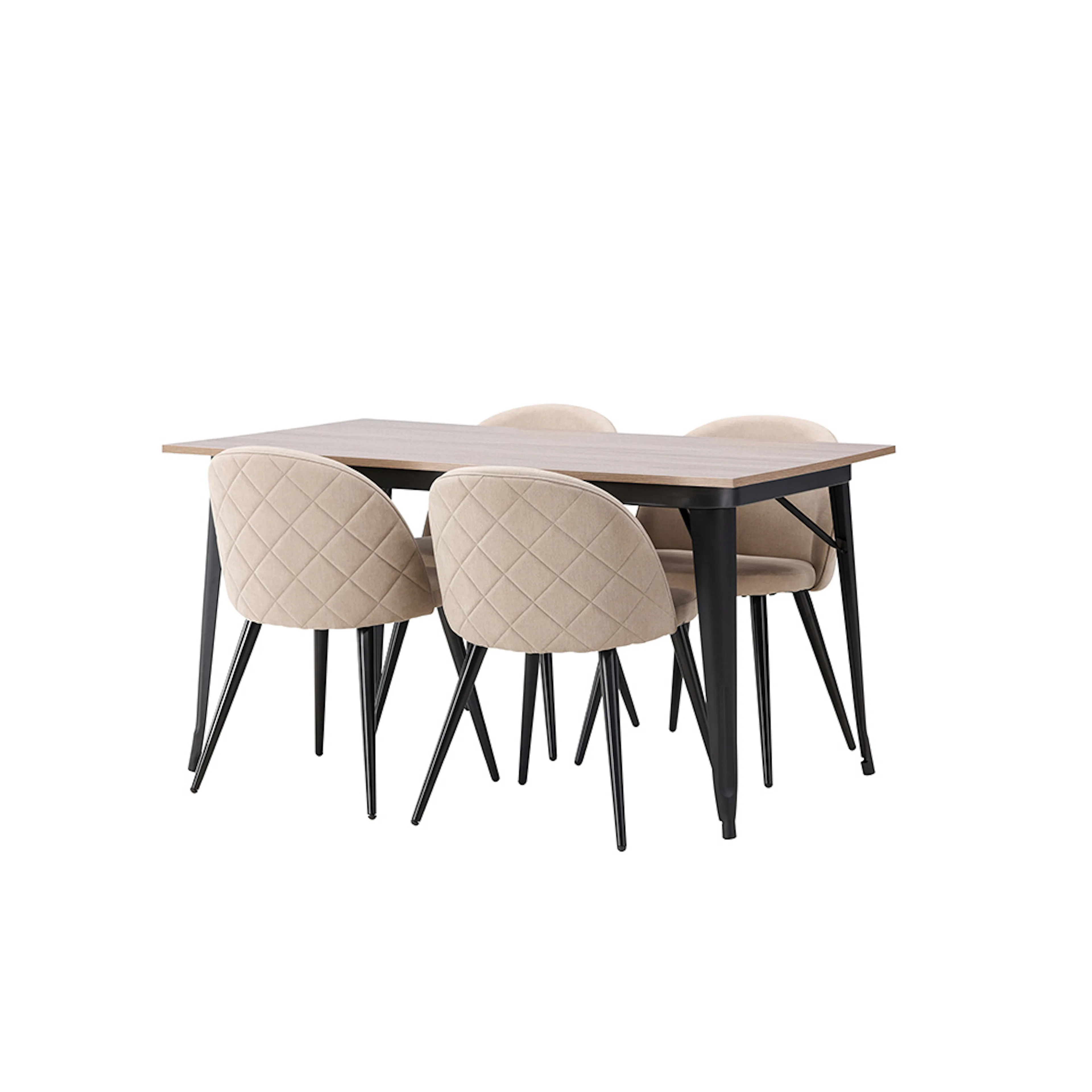 Matgrupp Venture Home Tempe 140 cm med 4 Velvet Stolar