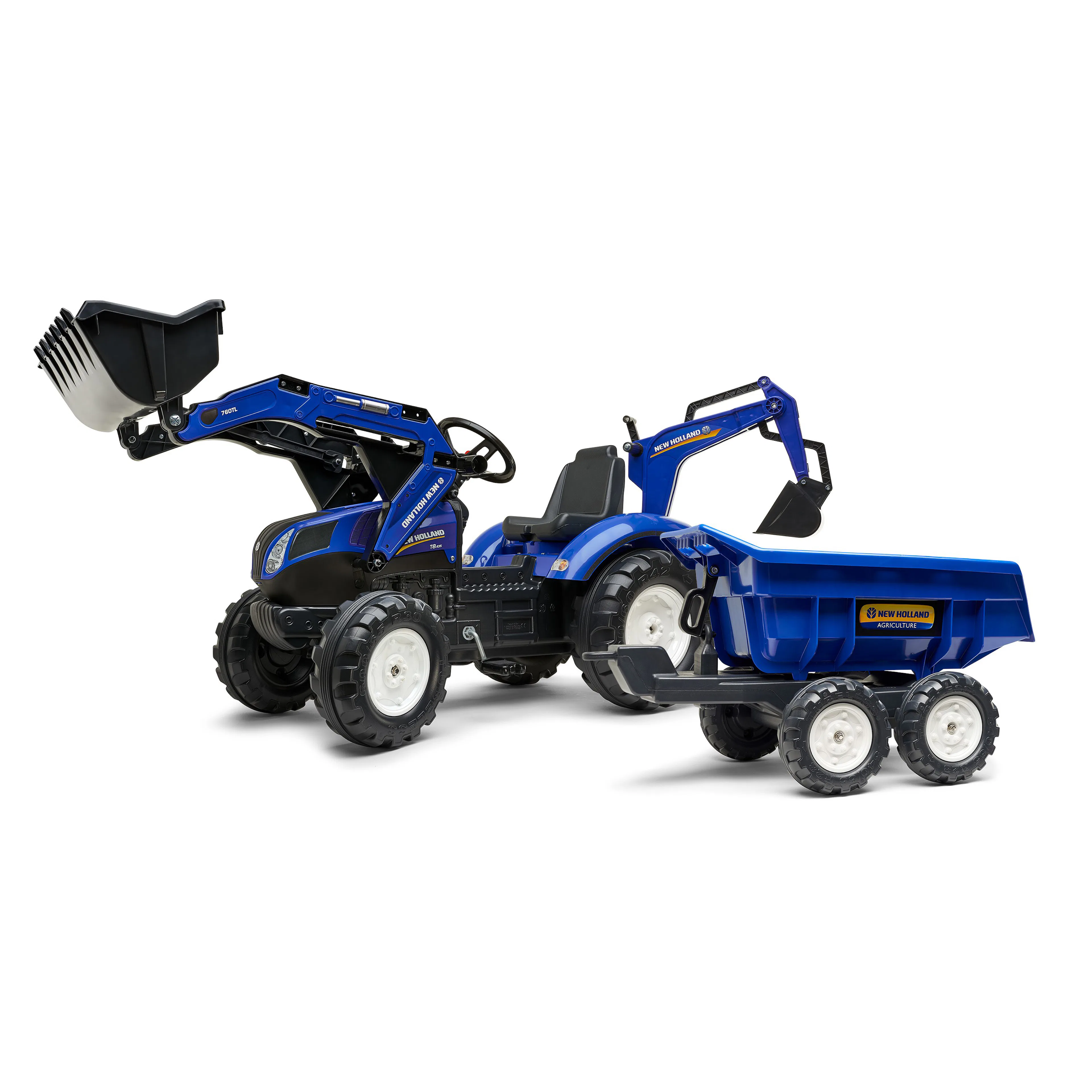 Trampbil FALK Traktorgrävare inkl. vagn med tipp New Holland
