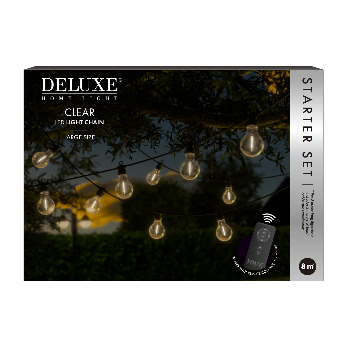 LED Ljusslinga DeluxeHomeart Clear Starter Set Large 8 m