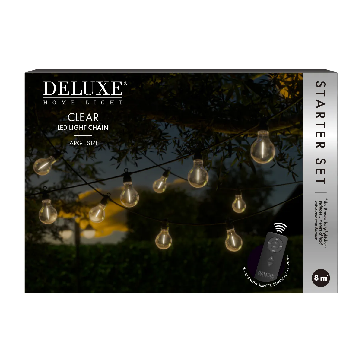 LED Ljusslinga DeluxeHomeart Clear Starter Set Large 8 m