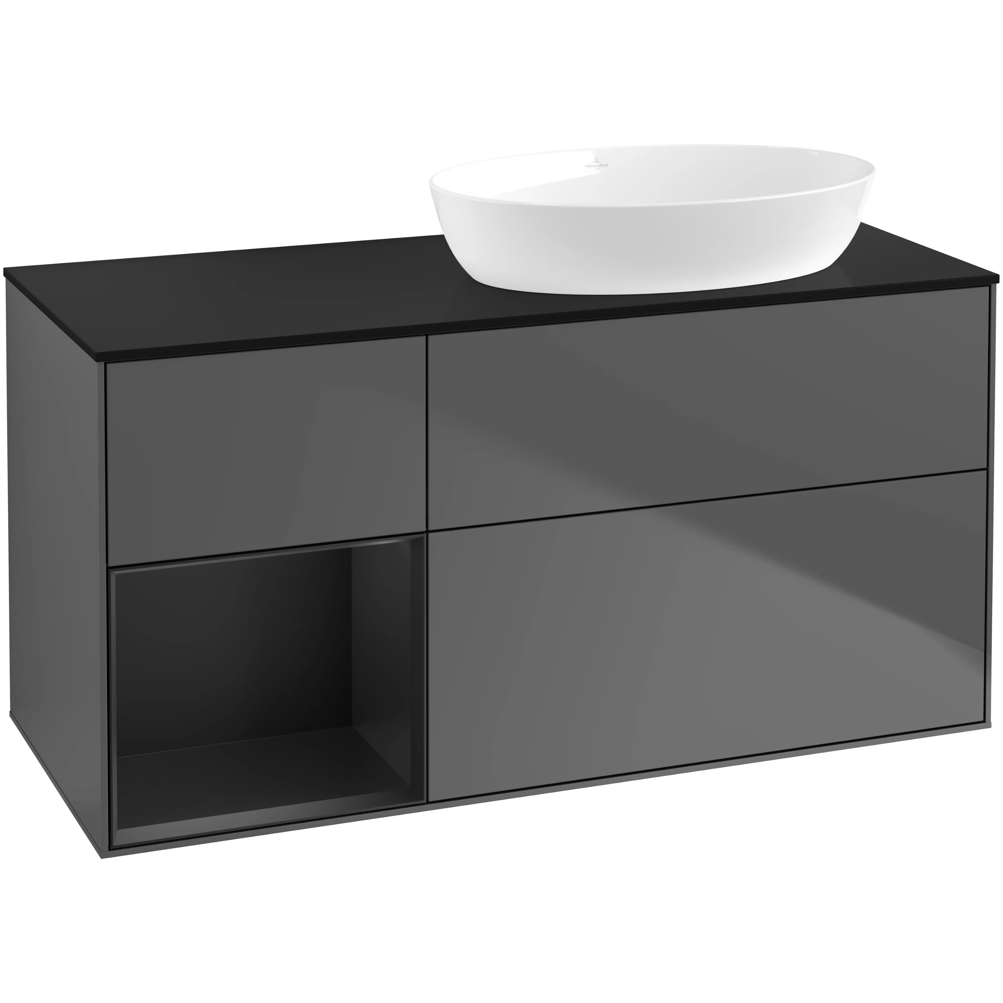 Tvättställsskåp Villeroy & Boch Finion med 3 Lådor Hylla och Bänkskiva för Ocentrerat Tvättställ från Artis & Collaro