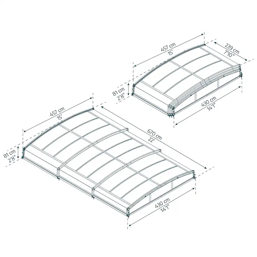 MAJORCA POOL ENCLOSURE FOR 4X6 POOL-GREY 4x6 m