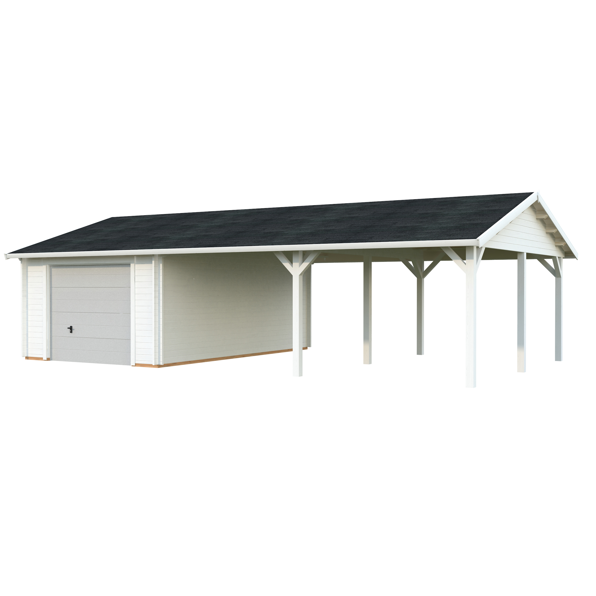 Roger 19,0+33,2 m2 with sectional door PNT9016W2 Målad vit RAL9016