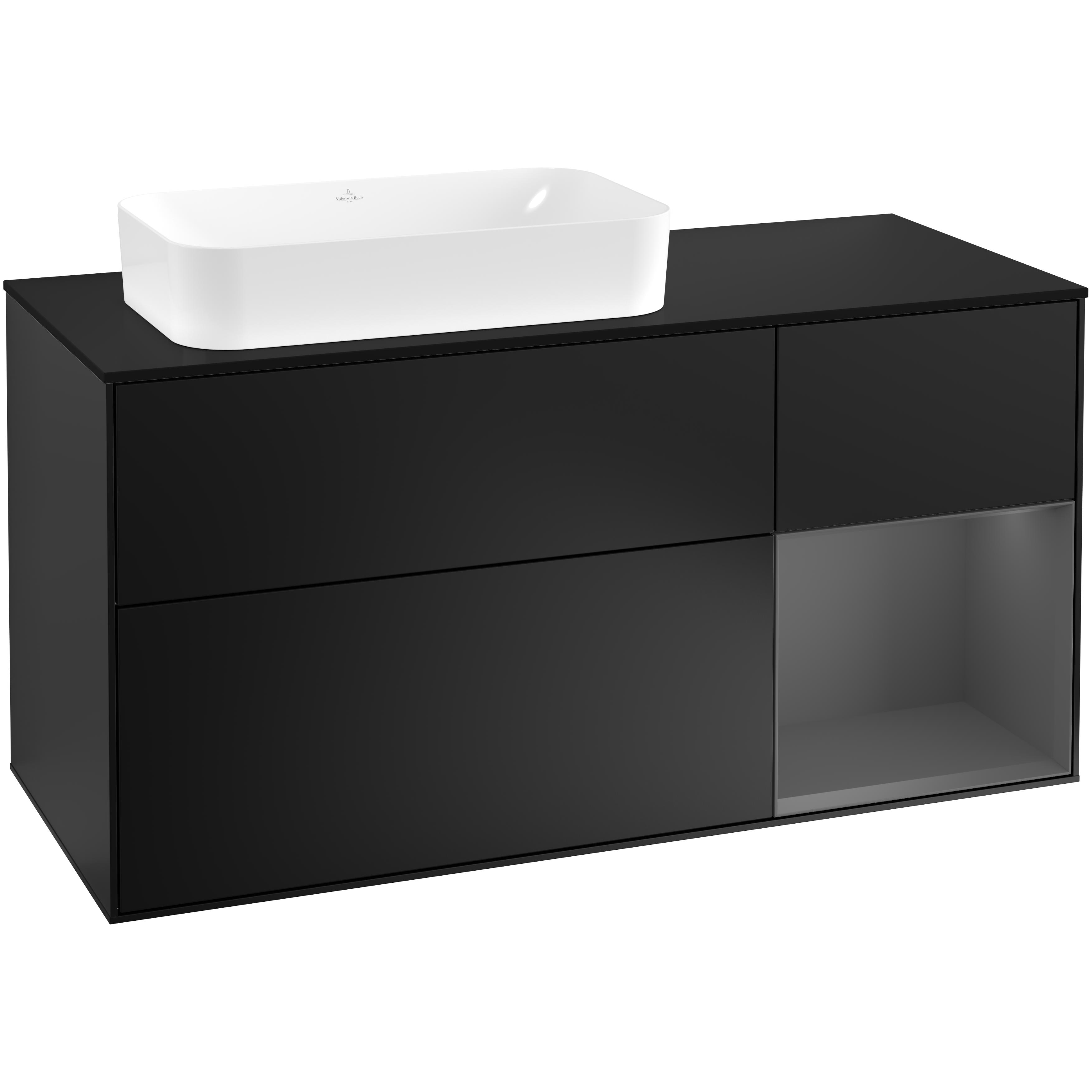 Tvättställsskåp Villeroy & Boch Finion med 3 Lådor Hylla och Bänkskiva för Ocentrerat Fristående Tvättställ