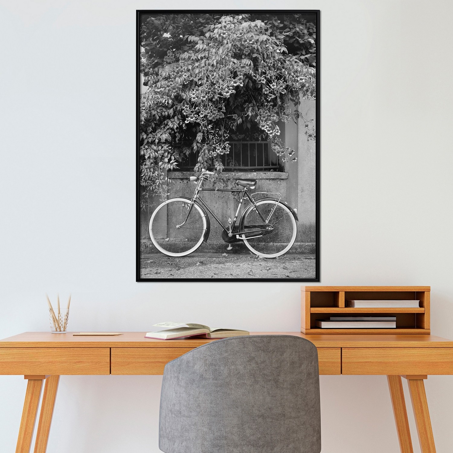 Affisch - Bicycle and Flowers [Poster] 20x30 Svart ram, 20x30 cm
