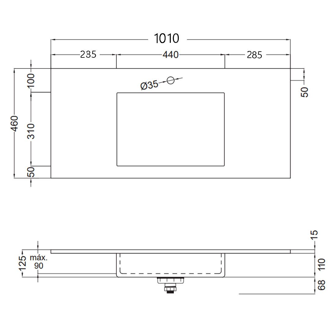 Tvättställ Solid Surface Tenfors Flow Solid Surface