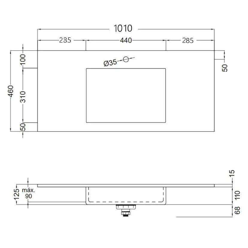 Tvättställ Solid Surface Tenfors Flow Solid Surface