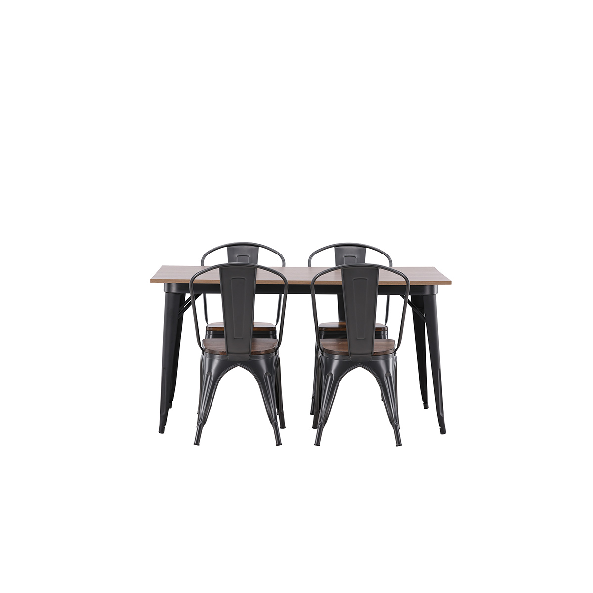 Tempe Dining Table - Black / Walnut MDF +Tempe Dining Chair Mörkgrå/Ek