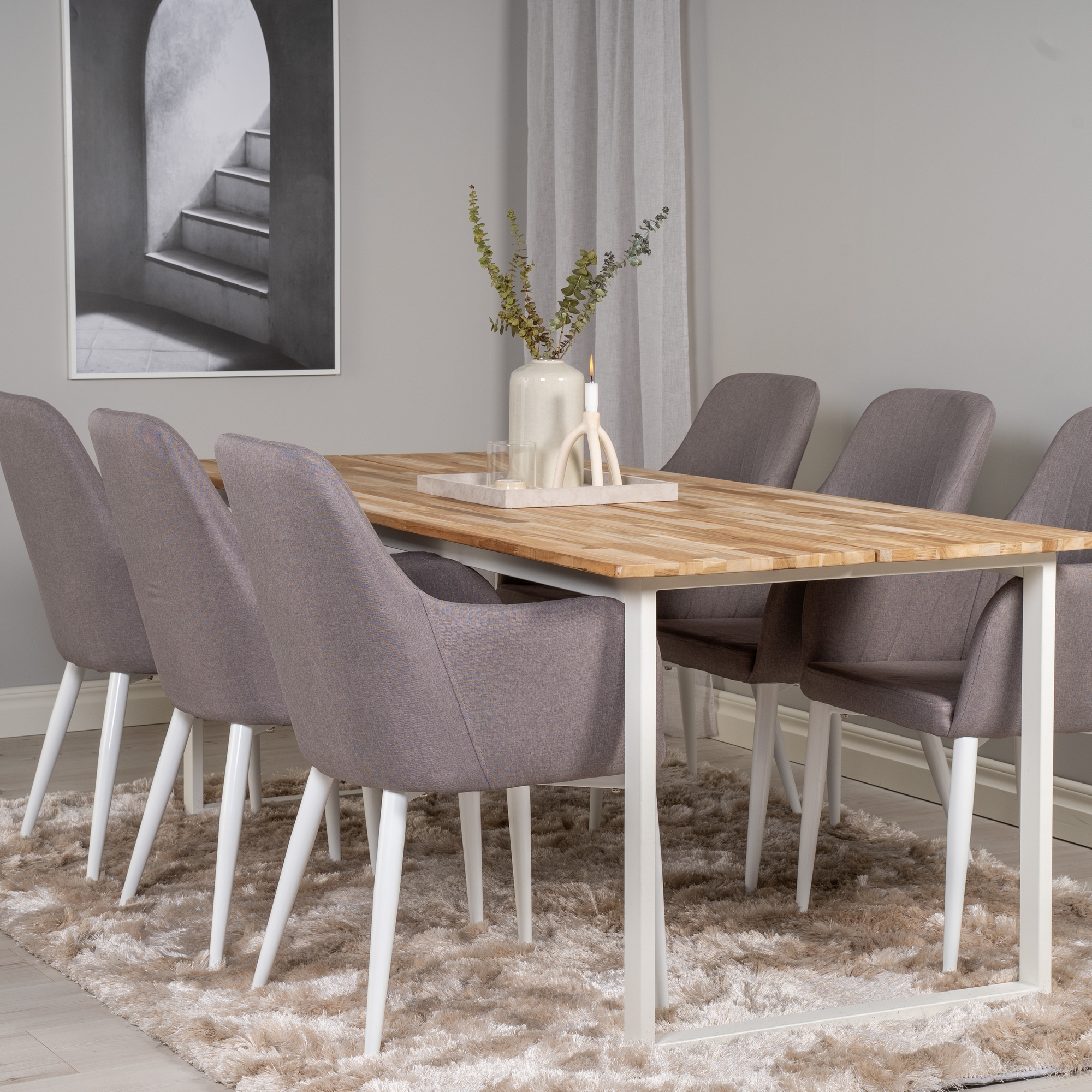 Cirebon Dining table 200*90cm - wood / White+Comfort Karmsto Natur/Vit