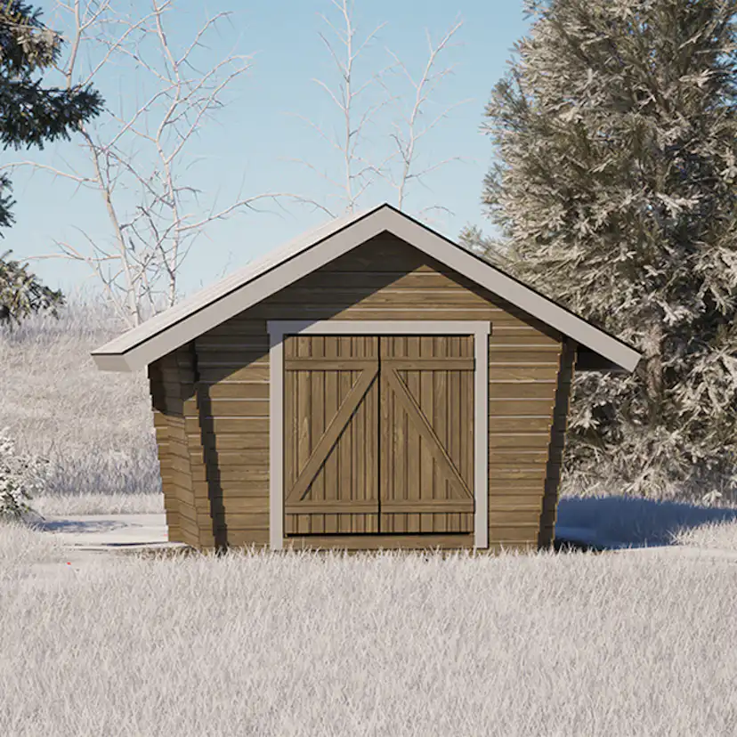 Timmerförråd LP Garden U-S (6m²) Lutande Tät Vägg