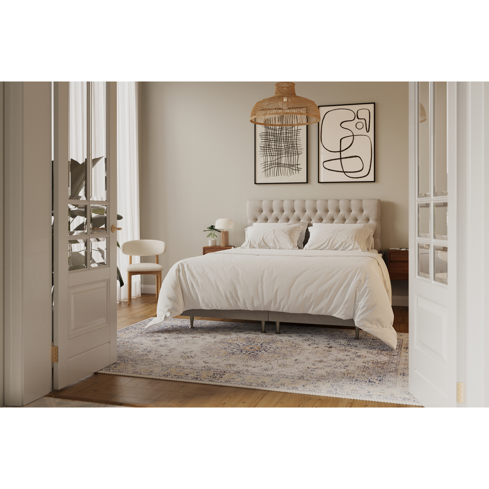 Kontinentalsäng Berg & Strand Hilton Lyx Komplett Sängpaket 160x200 cm med Knappad Sänggavel