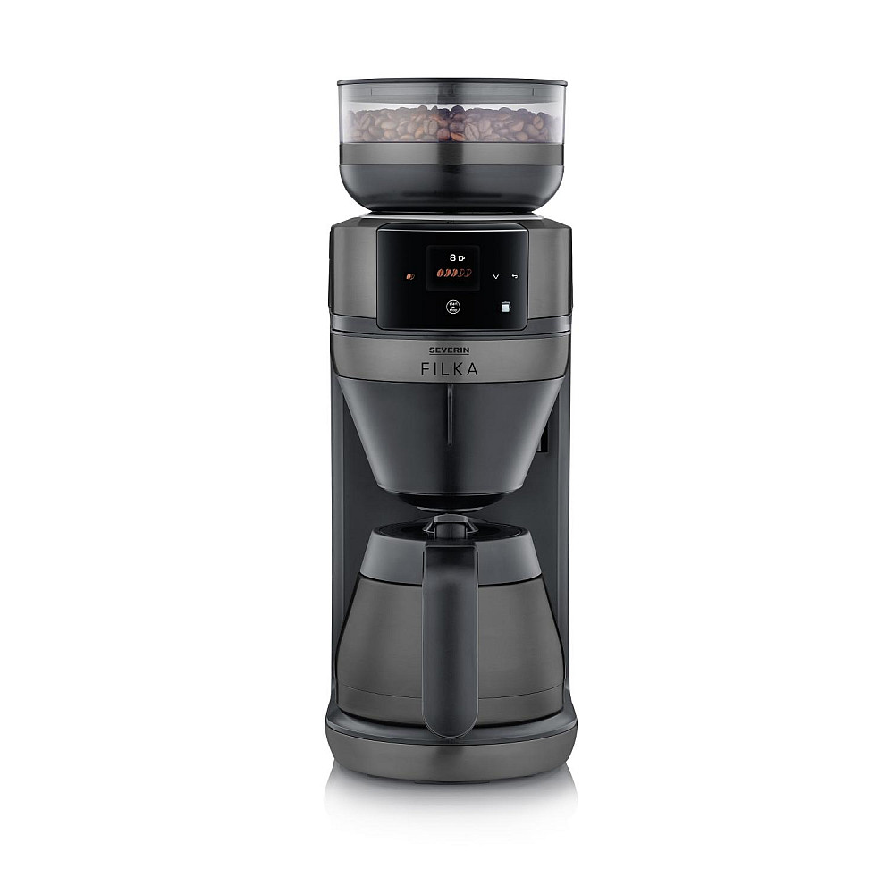 Helautomatisk filterkaffebryggare Severin FILKA 2.0 med termoskanna KA 4855 Dark Inox