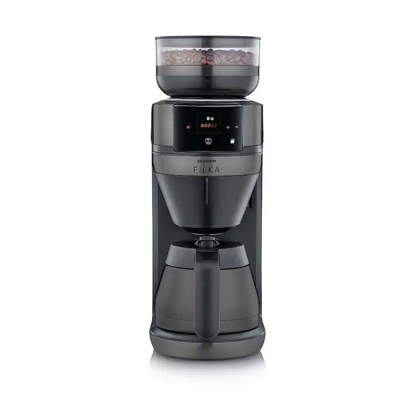 Helautomatisk filterkaffebryggare Severin FILKA 2.0 med termoskanna KA 4855 Dark Inox