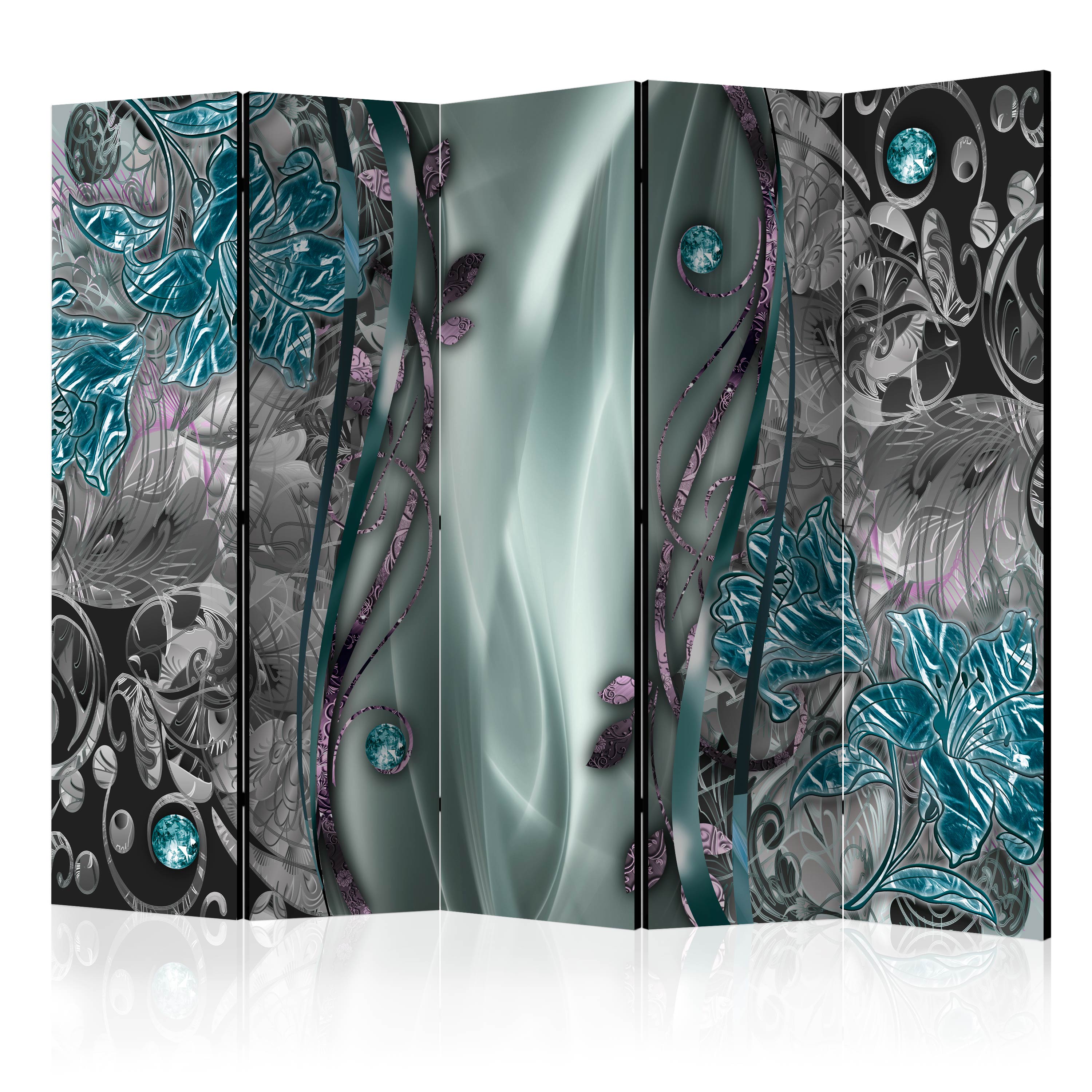 Rumsavdelare Skärmvägg Arkiio Floral Curtain Turquoise II 225x172 cm