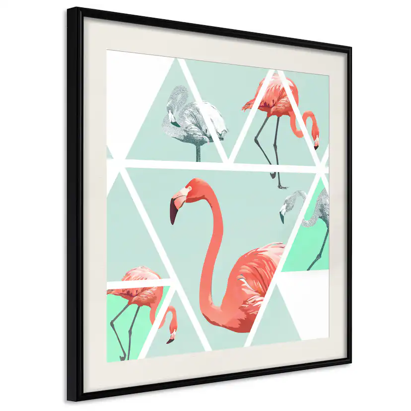 Poster Artgeist Affisch Geometric Flamingos